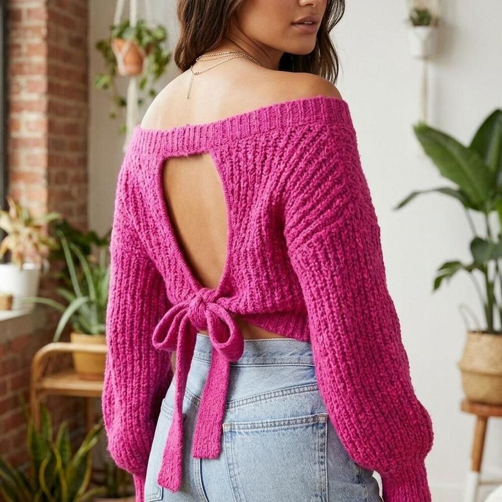 Women's Pink Backless Sweater